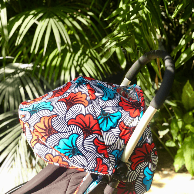 Habillage de poussette yoyo upcyclé - Fleur de mariage Bleu & Rouge