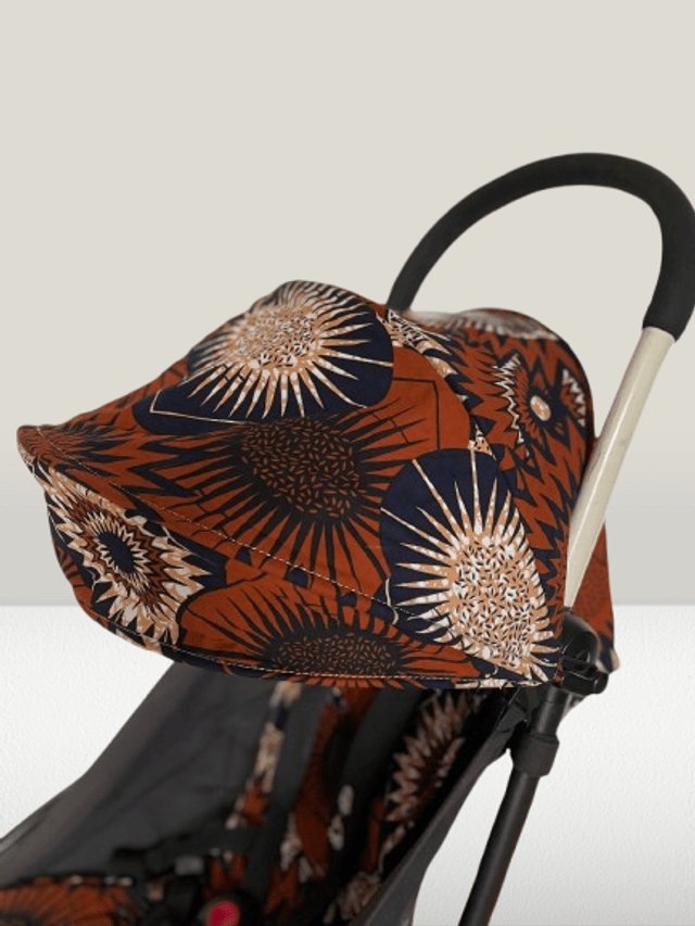 Habillage de poussette yoyo upcyclé - Rosaces marrons
