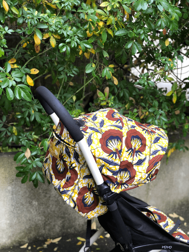 Habillage de poussette yoyo upcyclé - Pivoine Chocolat