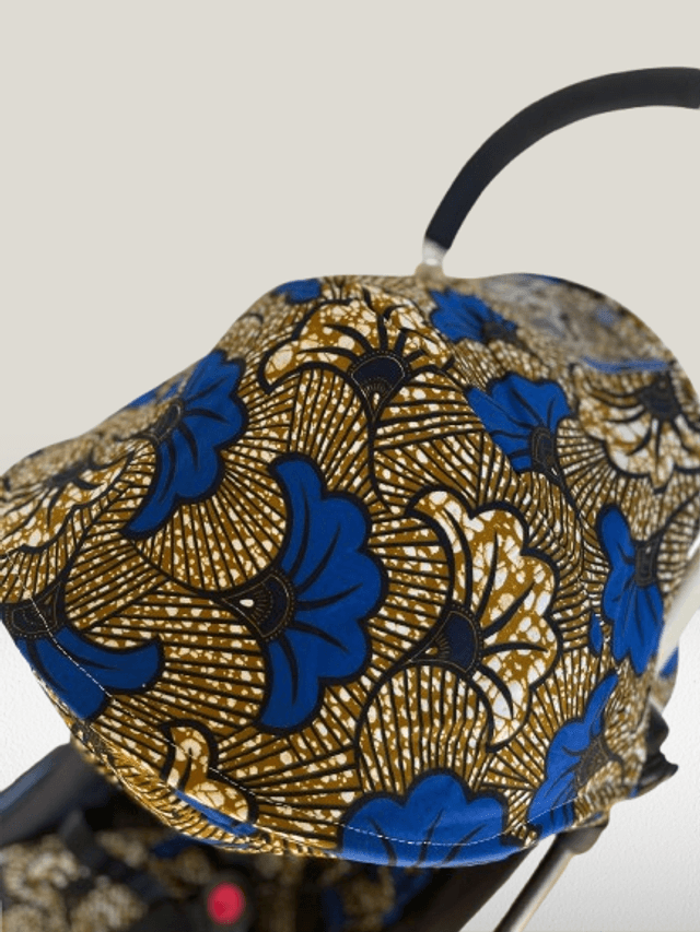 Habillage de poussette yoyo upcyclé - Fleur de mariage Bleu et café