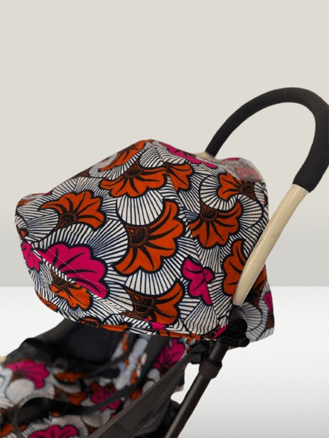 Habillage de poussette yoyo upcyclé - Fleur de mariage Orange et Fuschia