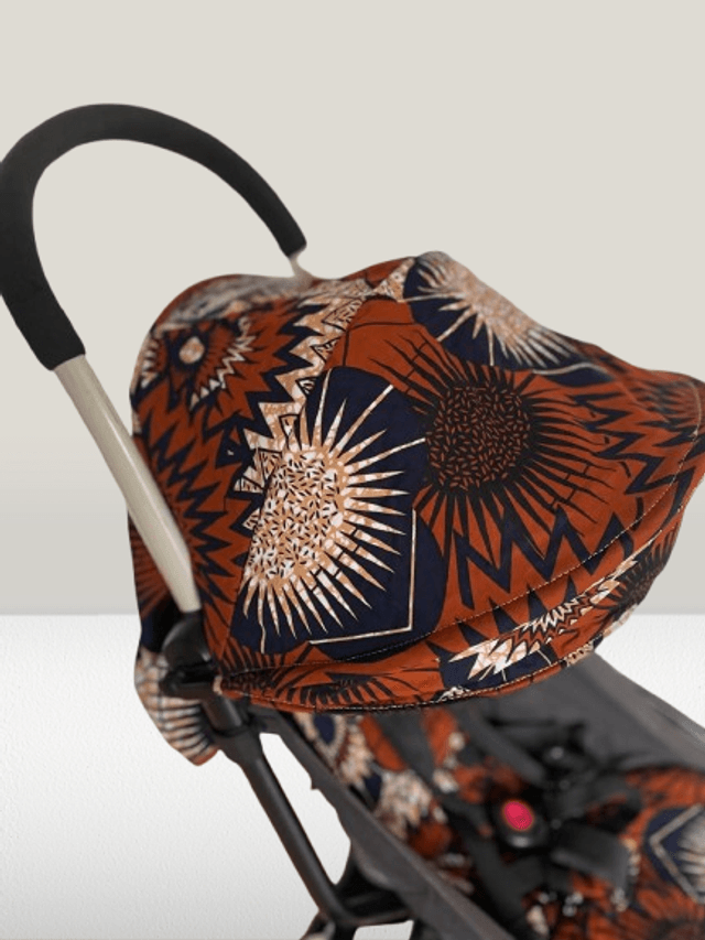 Habillage de poussette yoyo upcyclé - Rosaces marrons
