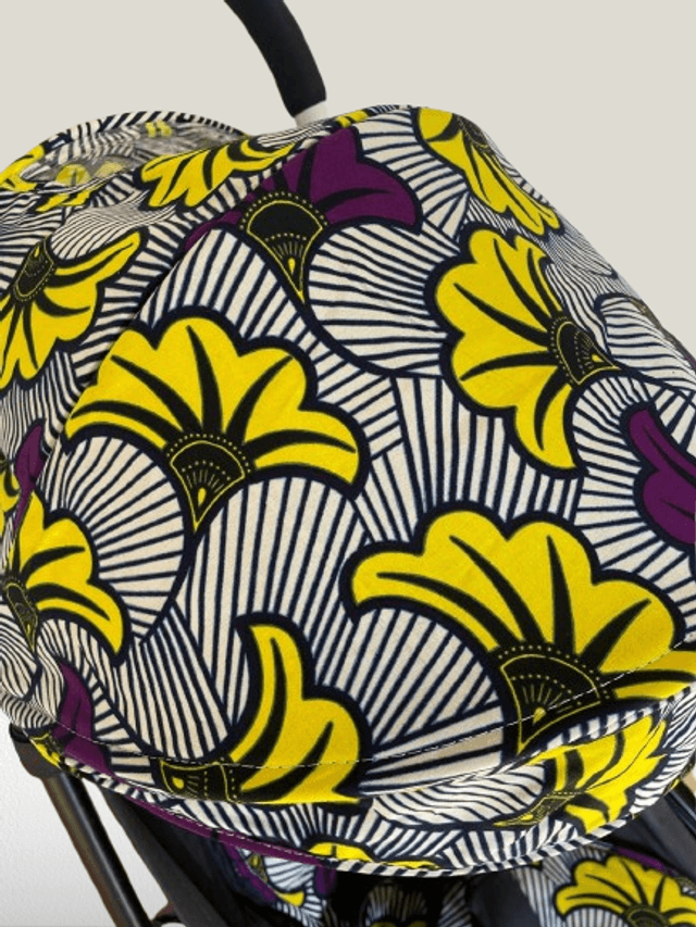 Habillage de poussette yoyo upcyclé - Fleur de mariage Jaune et violet