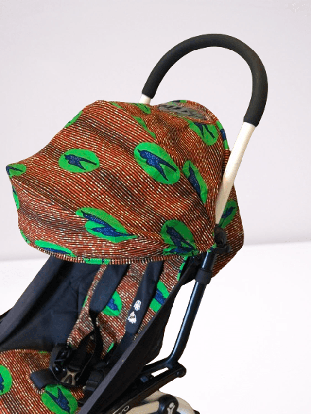 Habillage de poussette yoyo upcyclé - Hirondelle Orange et Vert